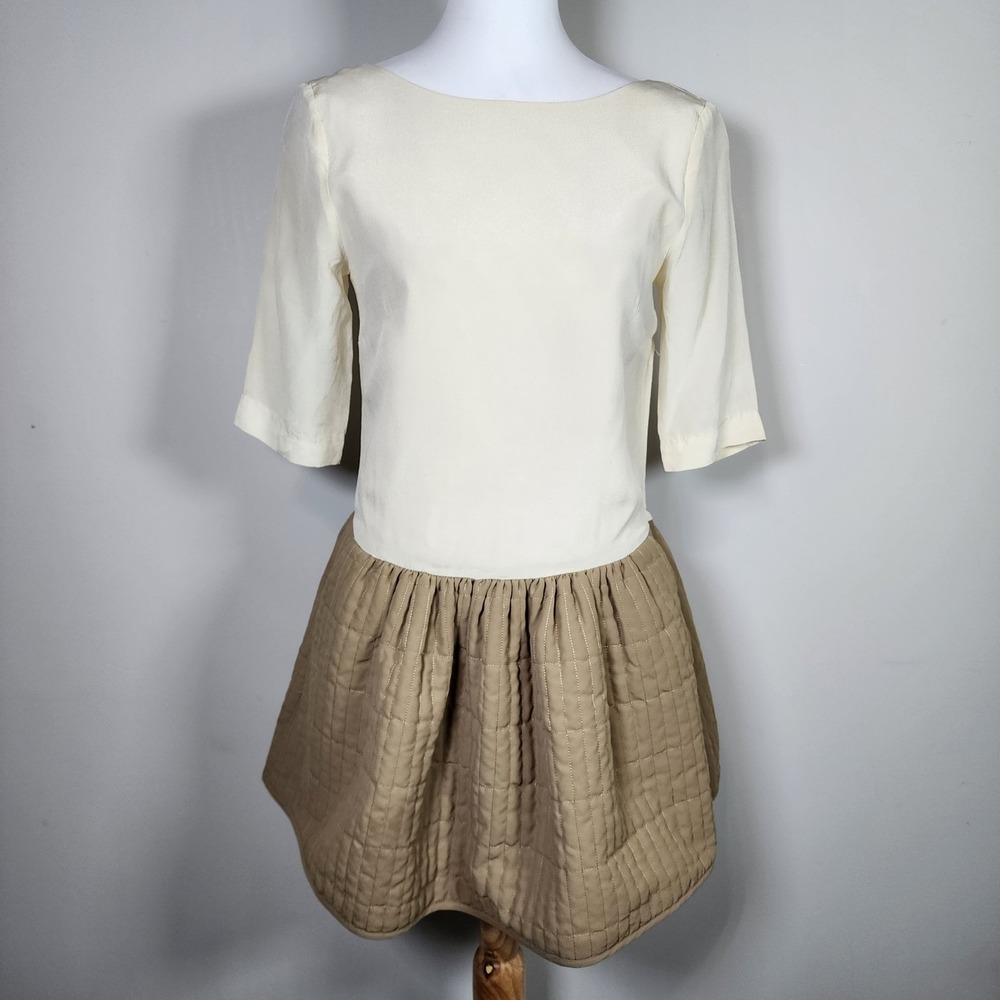 H&M Silk Dress Womens Small Mini Fairy Whimsigoth Dainty Quilted Skirt Old Money